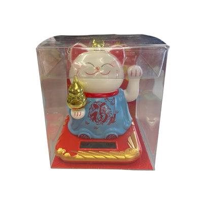 MAOMAO 招财猫蓝裙太阳能10.5cm
