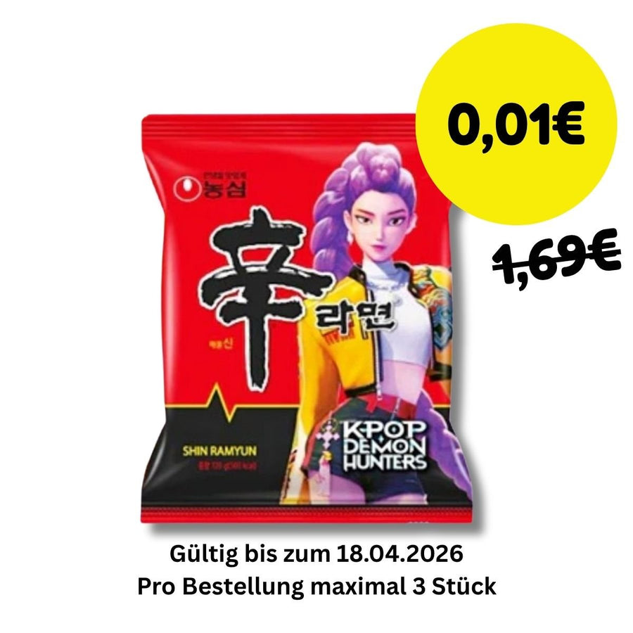 1 CENT Probierangebot K - Pop Demon Hunters x NONG SHIM Instant Nudeln Shin Ramyun 120g - 3 Stück Max pro Bestellung - MAOMAO