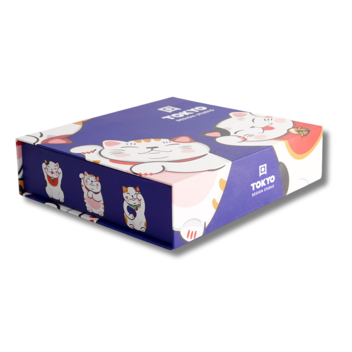 TOKYO DESIGN STUDIO Kawaii Lucky Cat Sushi Geschenkset 6-teilig – Blau/Weiß