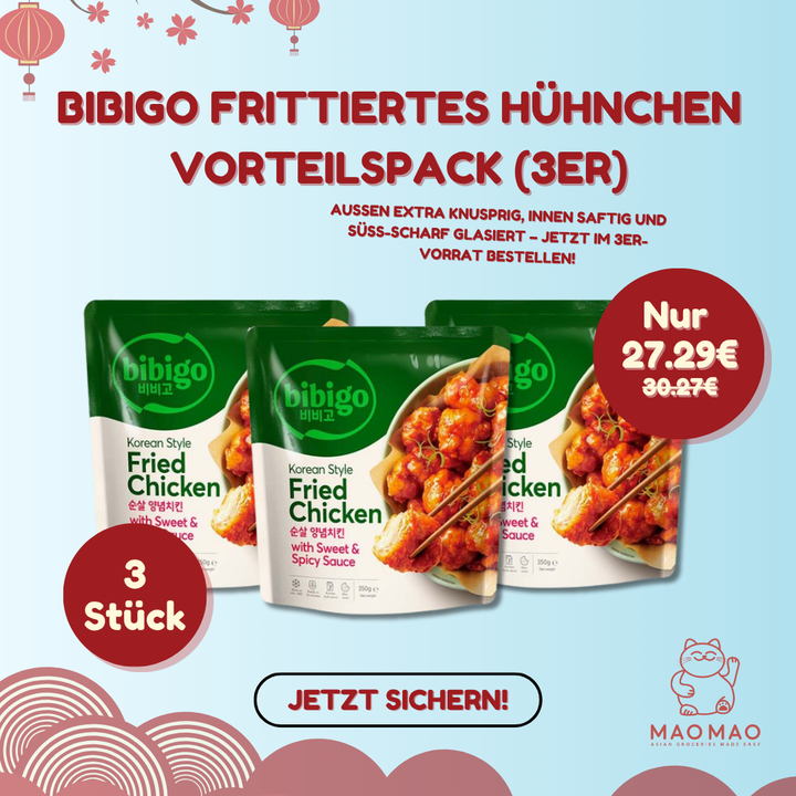 (KW) BIBIGO Koreanisches frittiertes Hühnchen süß & scharf Vorteilspack (3er)