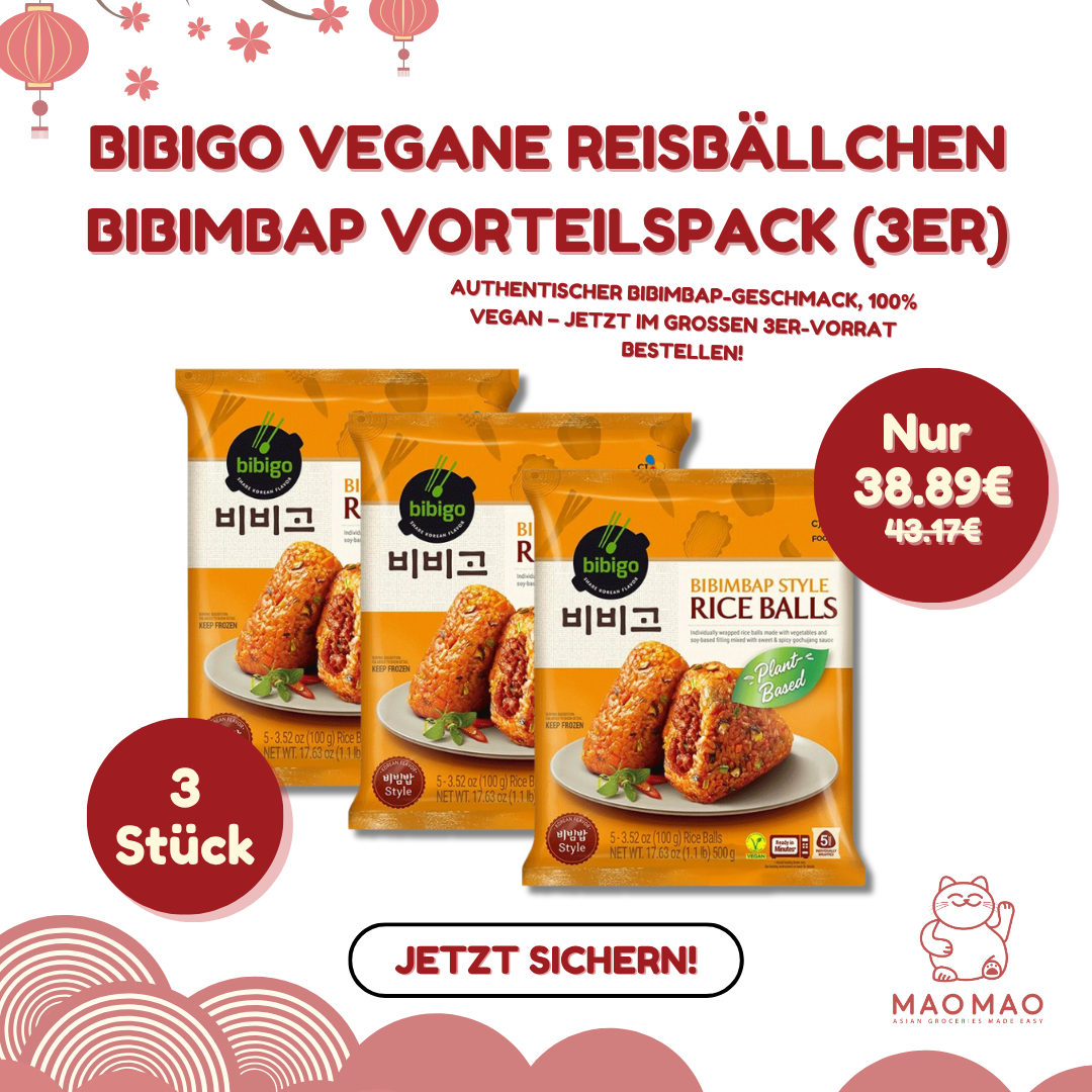 (KW) BIBIGO Vegane Reisbällchen Bibimbap Vorteilspack (3er)
