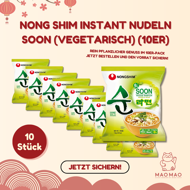 NONG SHIM Instant Nudeln Soon (vegetarisch) Set (10er)