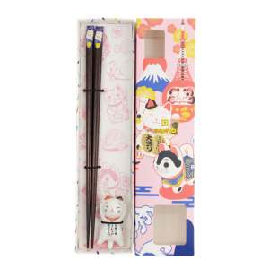 TOKYO DESIGN STUDIO Essstäbchen-Geschenkset mit Ablage Glückskatze