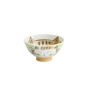 TOKYO DESIGN STUDIO Kawaii Glückskatze Fuku Neko Reisschale Grün – 11,6x6,2 cm / 300ml