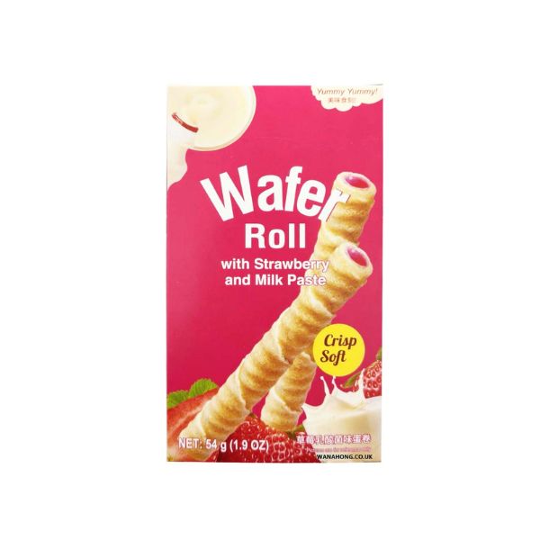 YUMMY YUMMY Waffelrolle Erdbeere und Milch 54g