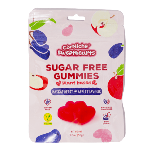 CORNICHE SWEETHEARTS Zuckerfreie Gummibonbons – Haskapbeere & Apfel 50g