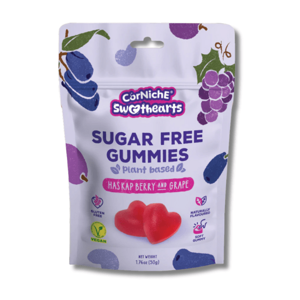 CORNICHE SWEETHEARTS Sugar-Free Gummy Candies – Haskap & Grape 50 g