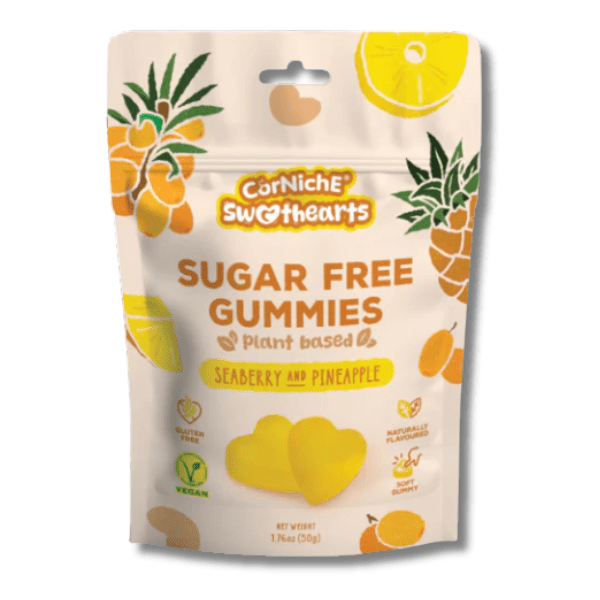 CORNICHE SWEETHEARTS Zuckerfreie Gummibonbons – Sanddorn & Ananas 50 g - MAOMAO