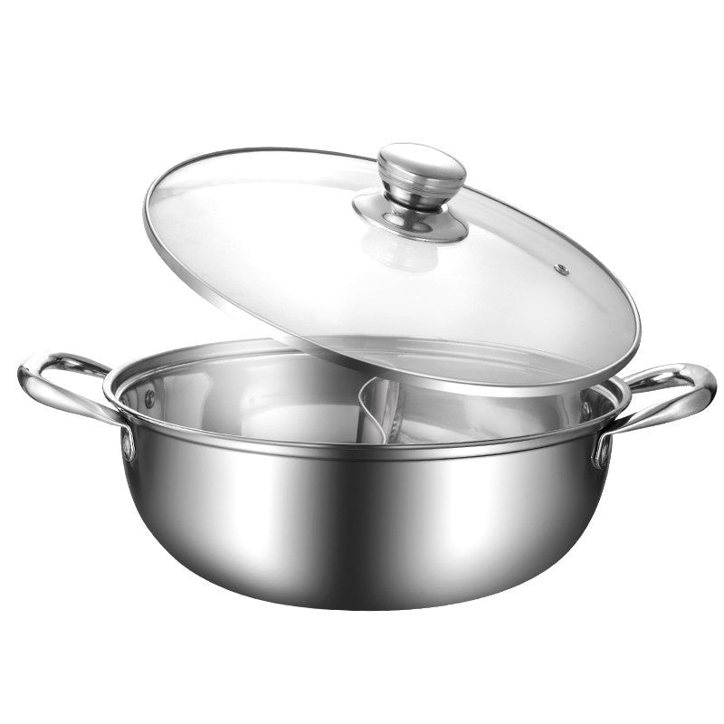 Edelstahl Hot Pot mit Glasdeckel (Ø 28 cm) - MAOMAO