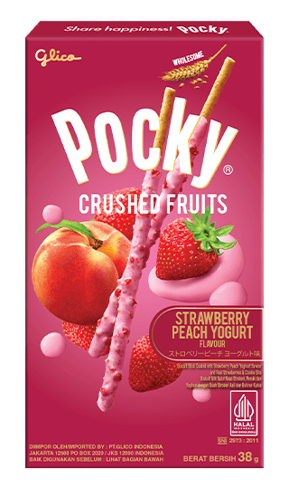 GLICO Pocky Sticks Crushed Fruits Erdbeer & Pfirsich Joghurt 38g - MAOMAO