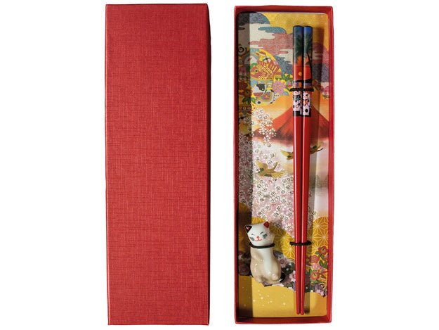 GOLDEN TURTLE Essstäbchen & Stäbchenhalter Set - B - MAOMAO