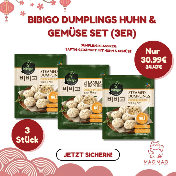(KW) BIBIGO Dumplings Huhn & Gemüse Vorteilspack (3er) - MAOMAO