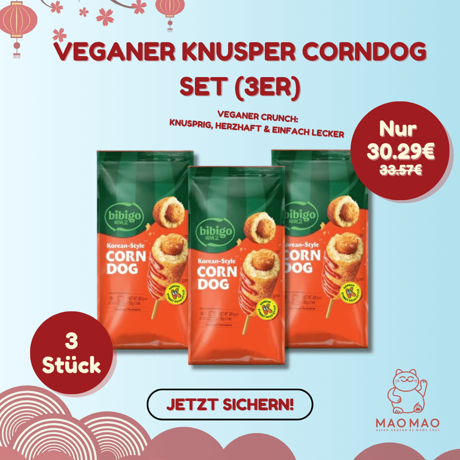 (KW) BIBIGO Veganer Knusper Corndog Vorteilspack (3er) - MAOMAO
