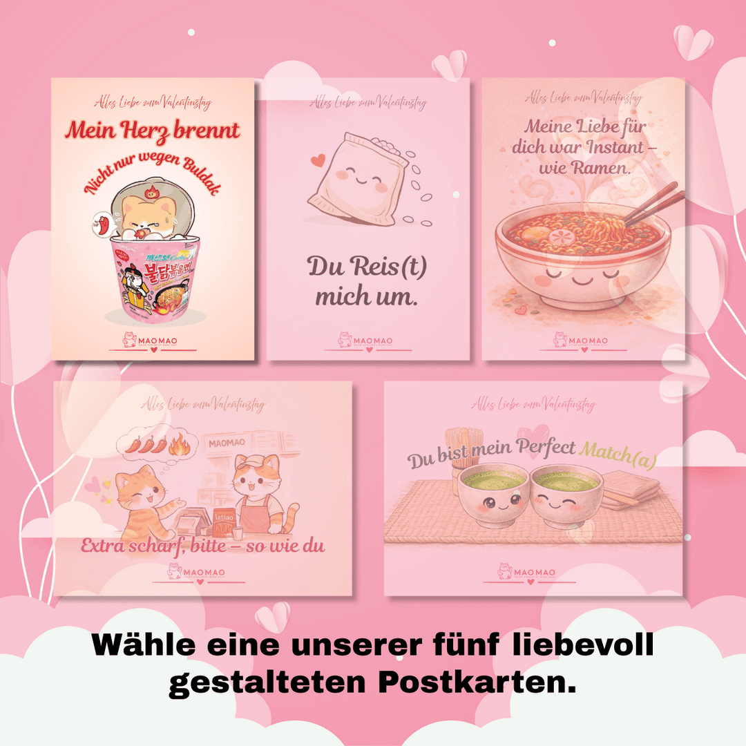 Limitiertes DIY Valentinstags - Set inkl. Postkarte „Mein Herz brennt - Nicht nur wegen Buldak“ - MAOMAO