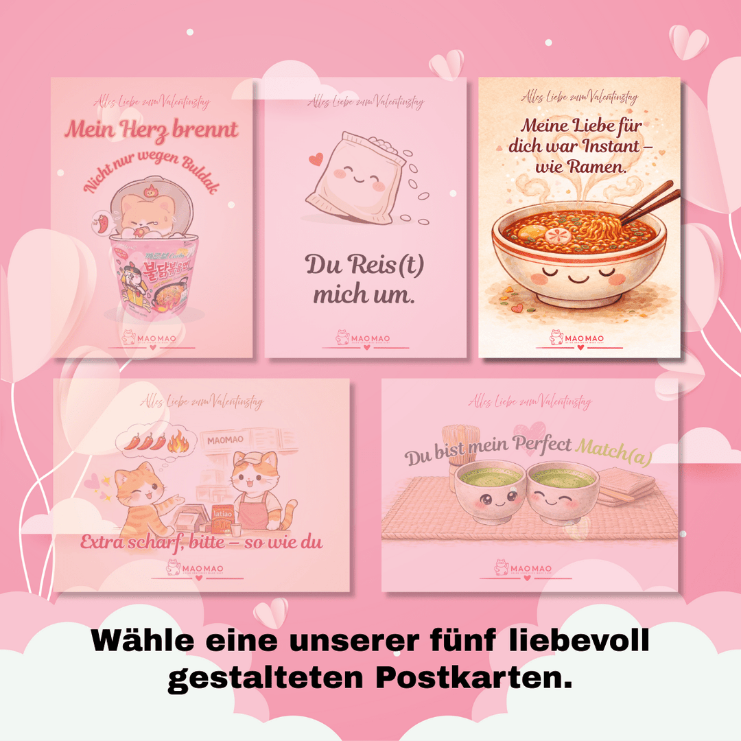Limitiertes DIY Valentinstags - Set inkl. Postkarte „Meine Liebe für dich war Instant - wie Ramen.“ - MAOMAO