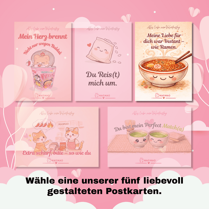 Limitiertes DIY Valentinstags - Set inkl. Postkarte „Meine Liebe für dich war Instant - wie Ramen.“ - MAOMAO