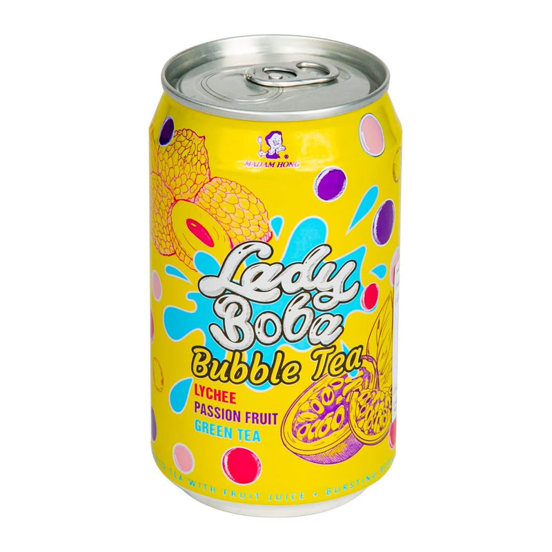 MADAM HONG Lady Boba Litschi & Passionsfrucht Grüner Tee 320ml (EINWEG)