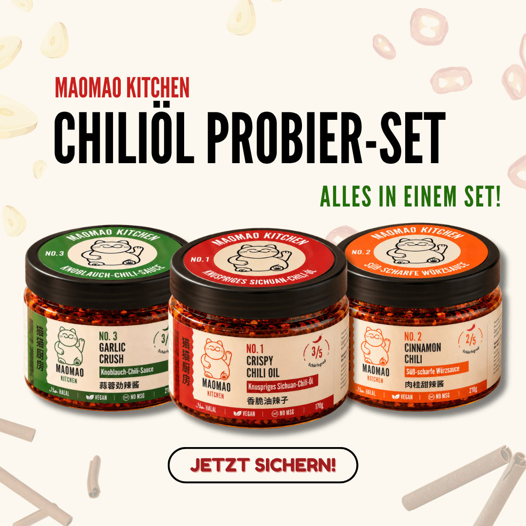 MAOMAO Kitchen Chiliöl Probier-Set – alle drei Sorten