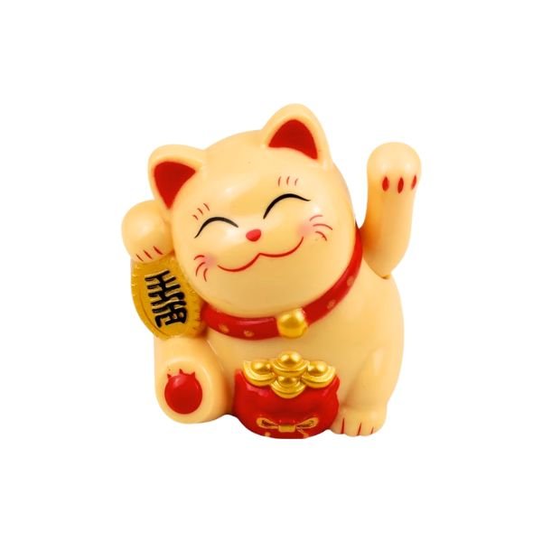 Mini lucky cat solar power yellow
