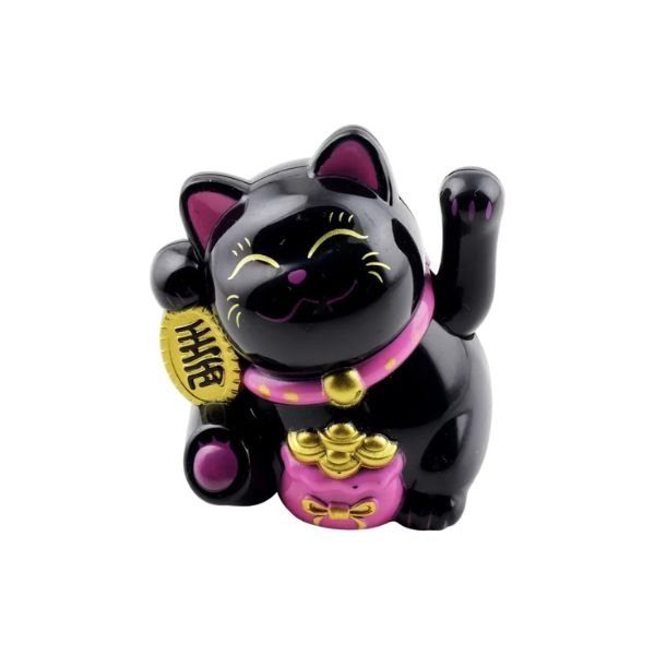Mini Lucky Cat Solar Power Black