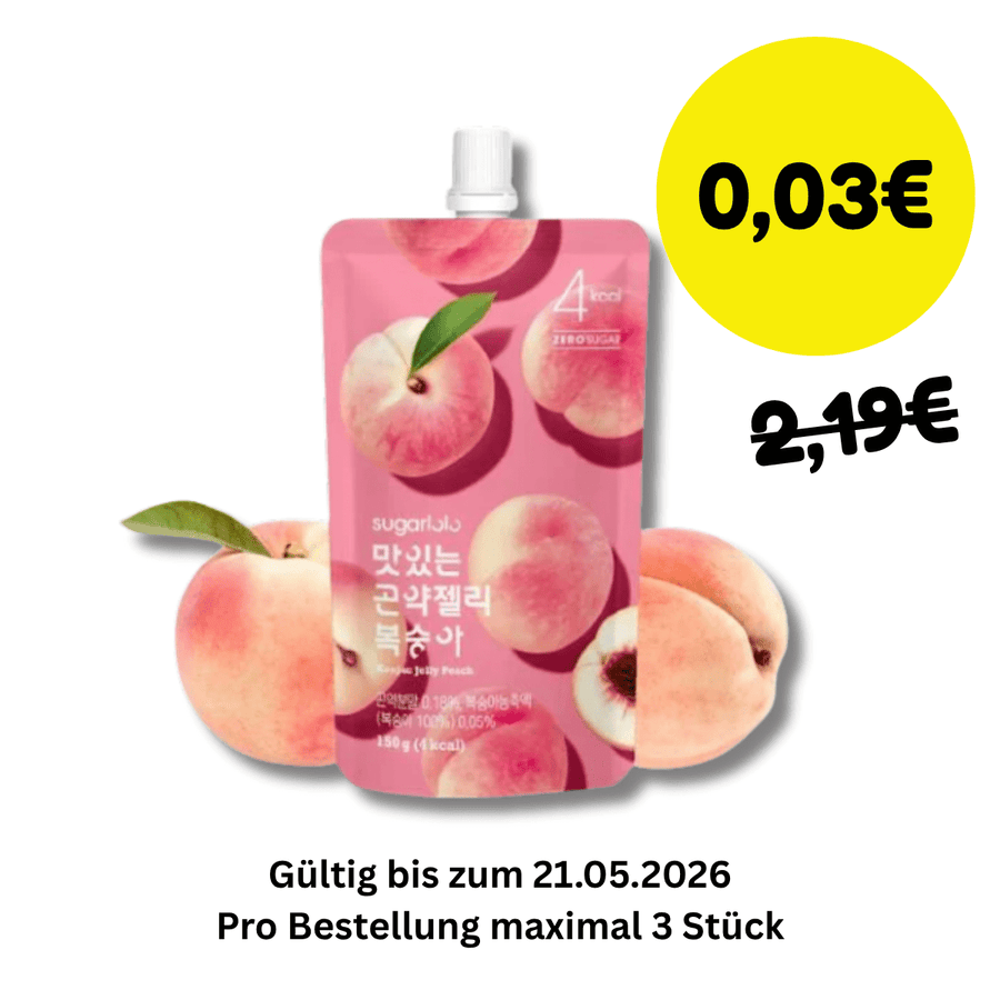 NUR 3 CENT SUGARLOLO Konjac Jelly Pfirsich 150g - 3 Stück Max pro Bestellung - MAOMAO