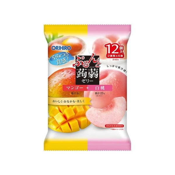 ORIHIRO Konjac Jelly Mango & Weißer Pfirsich 240g (12 Stück)