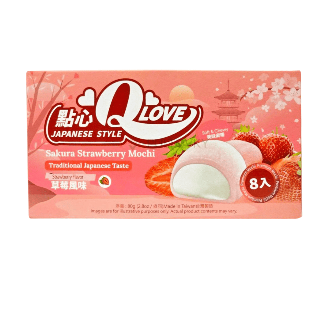QLOVE Mini Mochi mit Sakura - Erdbeerfüllung 80g - MAOMAO