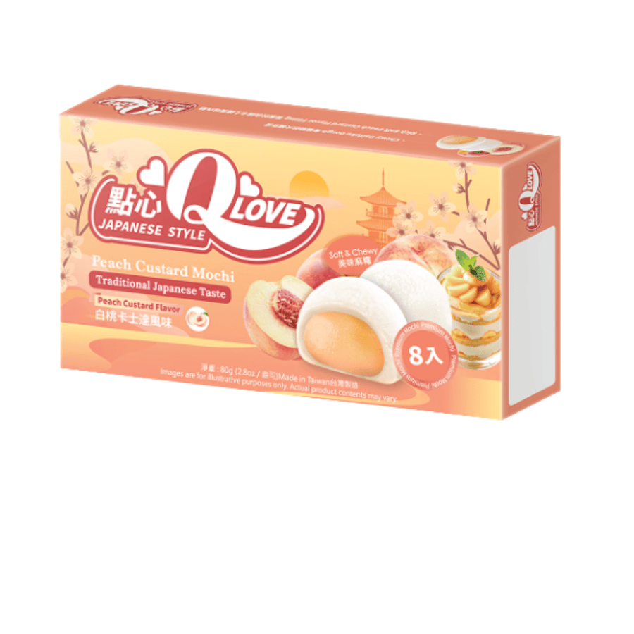 QLOVE Mini Mochi mit weißer Pfirsichpuddingfüllung 80g - MAOMAO