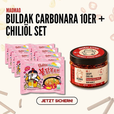 Samyang Buldak Carbonara 10er + MAOMAO Kitchen Chiliöl (NO.1) Set