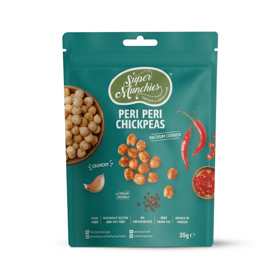 SUPER MUNCHIES Vegane Peri Peri Kichererbsen 35g - MAOMAO