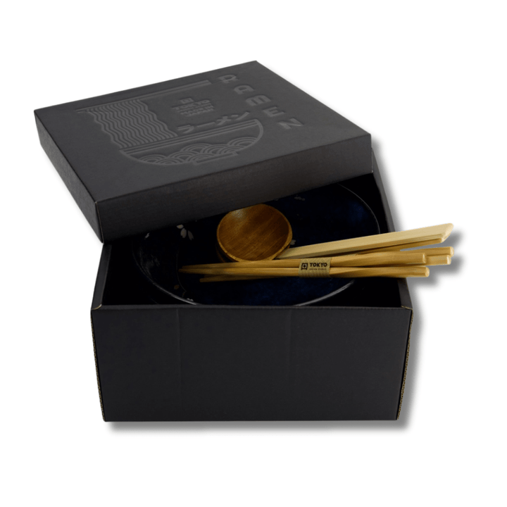 TOKYO DESIGN STUDIO Cobalt Blue Sakura 6 - teiliges Ramen Geschenkset 20,5x8 cm / 1200 ml - MAOMAO