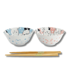 TOKYO DESIGN STUDIO Kawaii Animals Tayo Bowl Geschenkset 2 Stück mit Essstäbchen – 15,2x6,7 cm / 500 ml – Blau/Rosa Bild 3