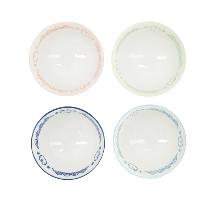 TOKYO DESIGN STUDIO Kawaii Anime Cat Ricebowl Geschenkset 4 Stück – 11,3x5,8 cm / 300 ml - MAOMAO