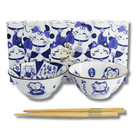 TOKYO DESIGN STUDIO 可爱猫咪Tayo碗筷套装2件套 – 14.9x6.7 厘米 / 500 毫升 – 蓝/白 Bild 1