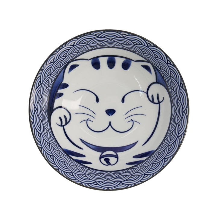 TOKYO DESIGN STUDIO Kawaii Glückskatze Schüssel Blau (19,7 x 7,5 cm) - MAOMAO