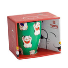 TOKYO DESIGN STUDIO Kawaii Glückskatze Tasse mit Geschenkschachtel – Grüne klassische Katze (8,5x10,2 cm, 340 ml) Bild 4