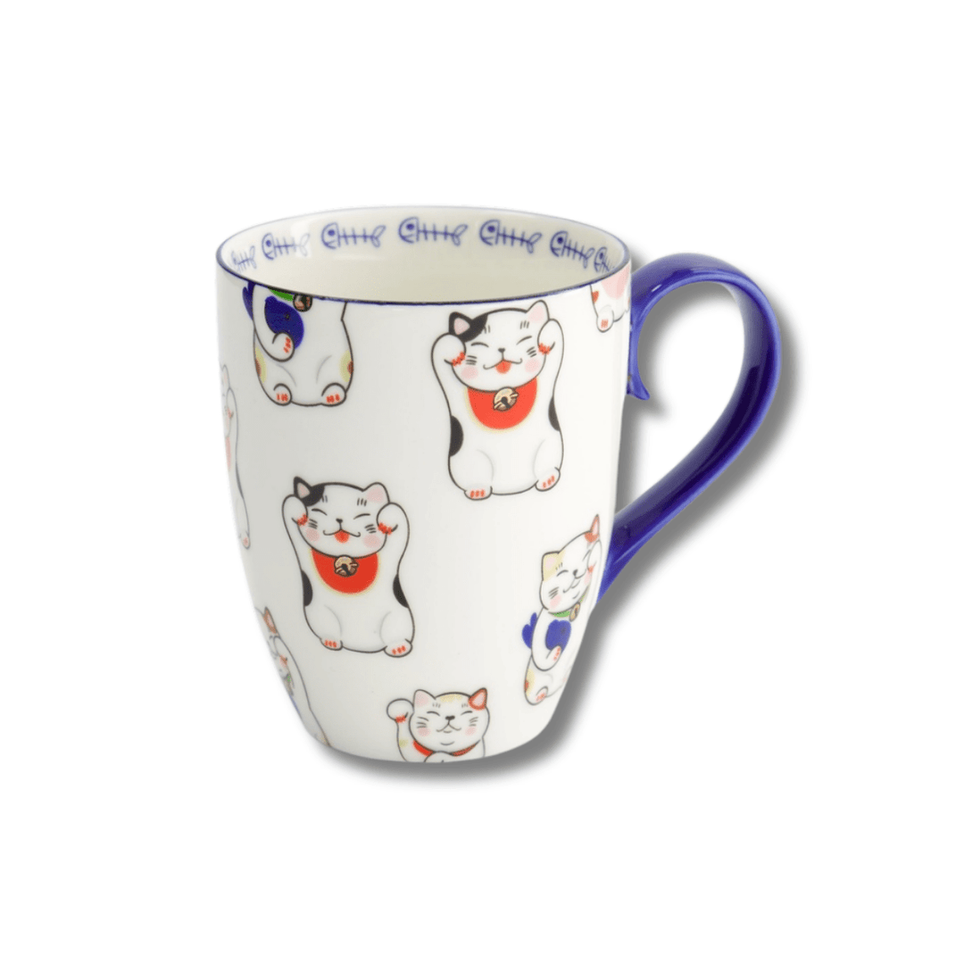 TOKYO DESIGN STUDIO Kawaii Lucky Cat Mug mit Geschenkbox – Weiß 8,5x10,2 cm / 340 ml - MAOMAO