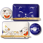 TOKYO DESIGN STUDIO Kawaii Lucky Cat Sushi Geschenkset 6-teilig – Blau/Weiß Bild 2