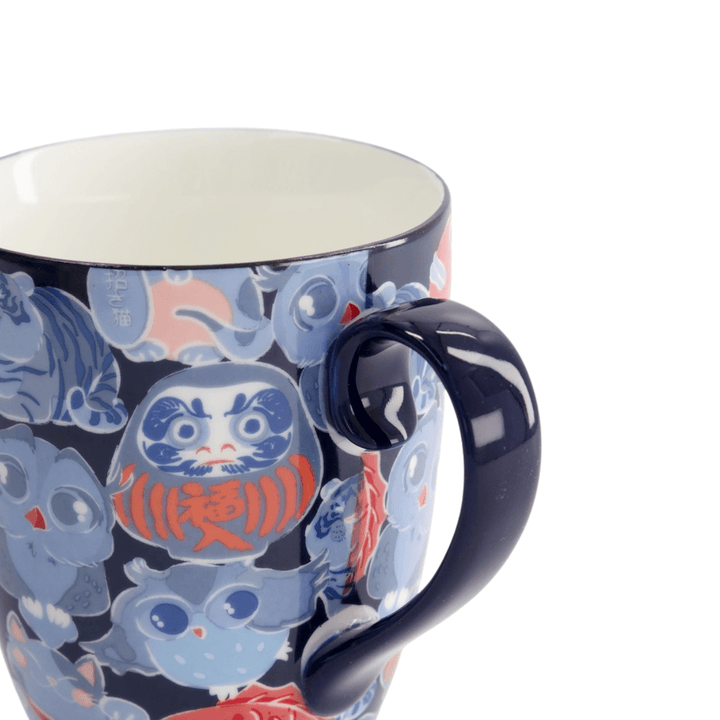 TOKYO DESIGN STUDIO Kawaii Lucky Daruma Lucky Cat Mug mit Geschenkbox – 8,5x10,2 cm / 340 ml - MAOMAO