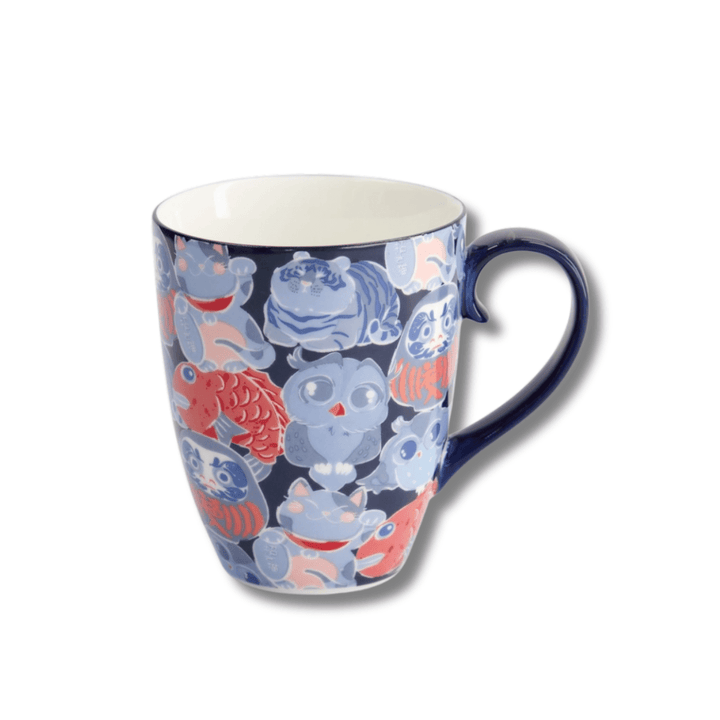 TOKYO DESIGN STUDIO Kawaii Lucky Daruma Lucky Cat Mug mit Geschenkbox – 8,5x10,2 cm / 340 ml - MAOMAO