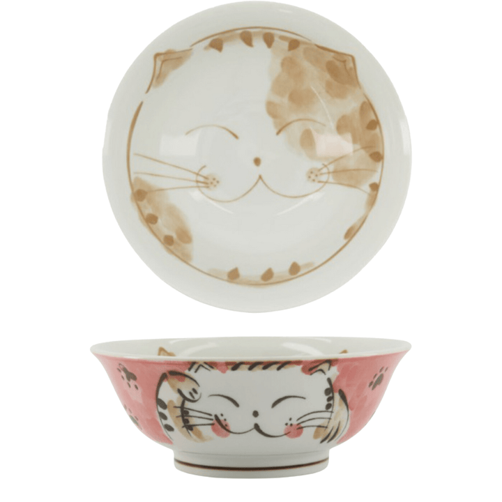 TOKYO DESIGN STUDIO Kawaii Ramen Schüssel Fuku Katze Neko Rot (20,7 x 8 cm) - MAOMAO