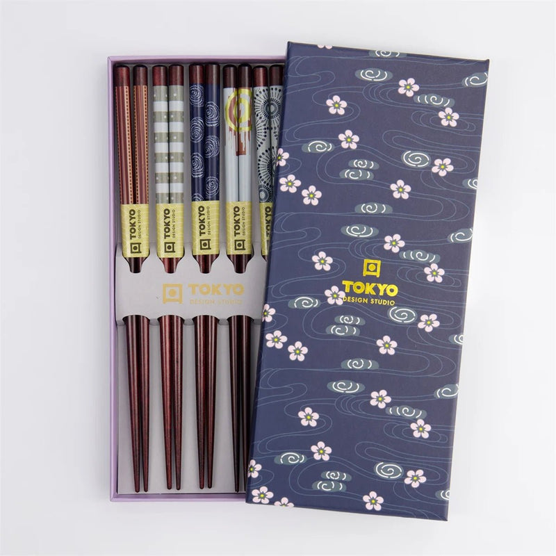 TOKYO DESIGN STUDIO Stäbchen Geschenkset 5 Paar Gemischte Designs
