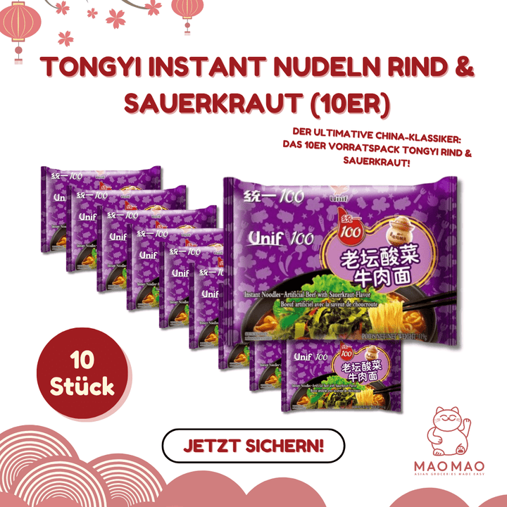 TONGYI Instant Nudeln Rind & Sauerkraut (10er) - MAOMAO