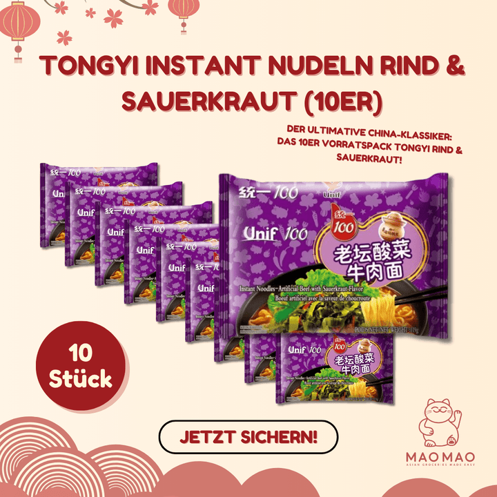 TONGYI Instant Nudeln Rind & Sauerkraut (10er) - MAOMAO
