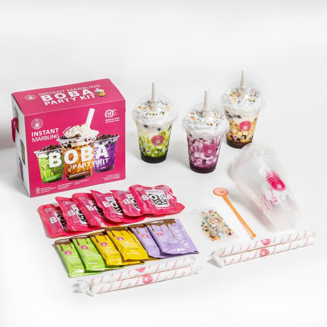 O'S BUBBLE Boba Party Kit 360g - Matcha, Brauner Zucker, Taro - MAOMAO