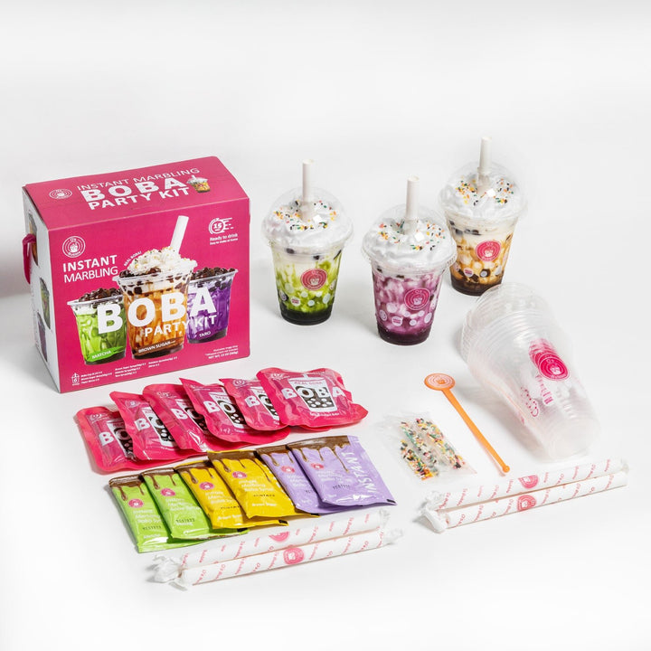 O'S BUBBLE Boba Party Kit 360g - Matcha, Brauner Zucker, Taro - MAOMAO